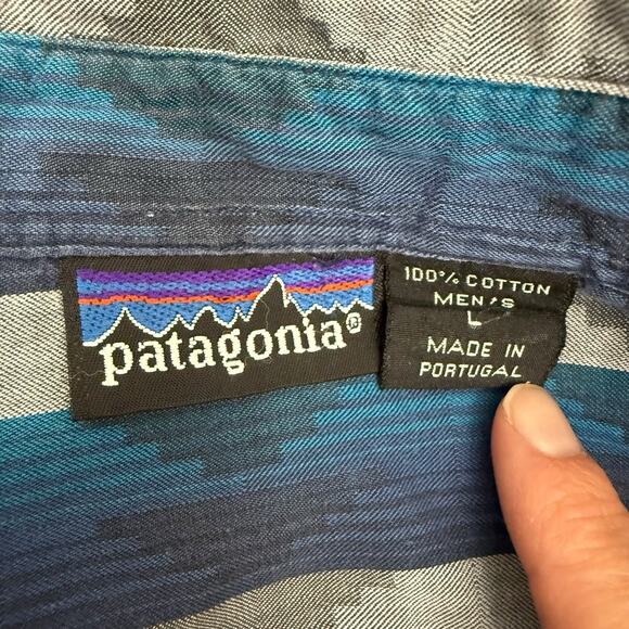 Patagonia Shirt Mens Large Button Up Southwest Striped Made In Portugal Vintage - Picture 9 of 11